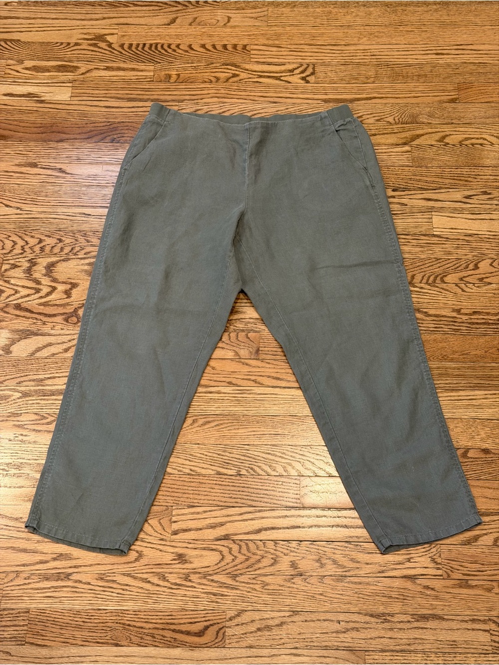 J. Jill Love Linen collection 100% linen olive green cropped pull-on pants Large